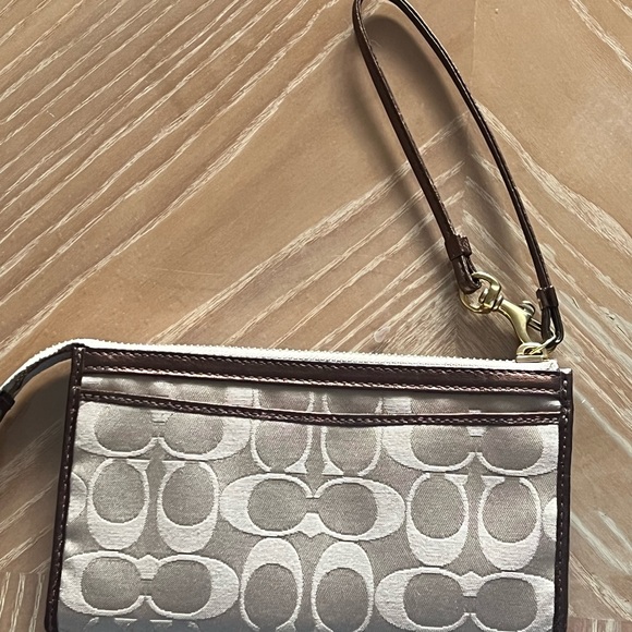 Coach Gold and Brown Signature Wristlet